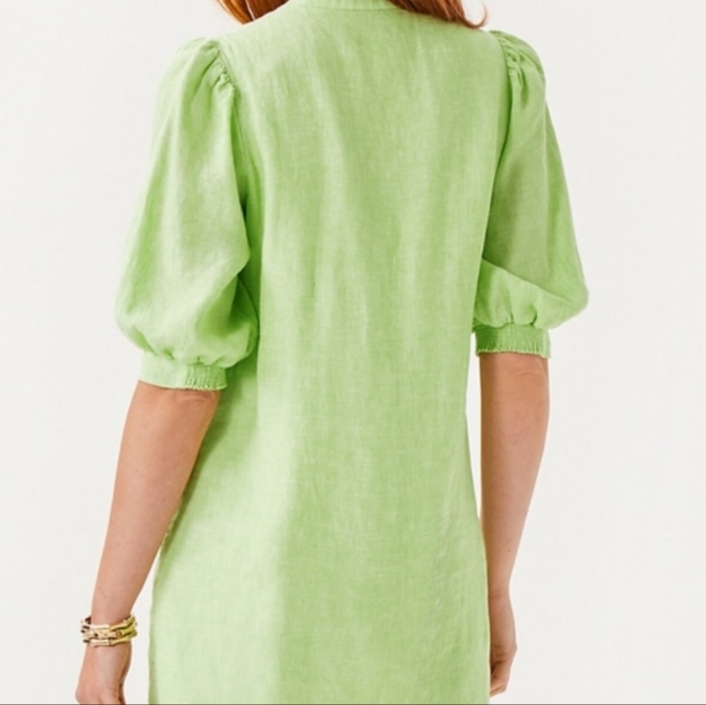 LILLY PULITZER "Mialeigh" 100% Linen Lime Green Dress | 00 - Picture 2 of 10